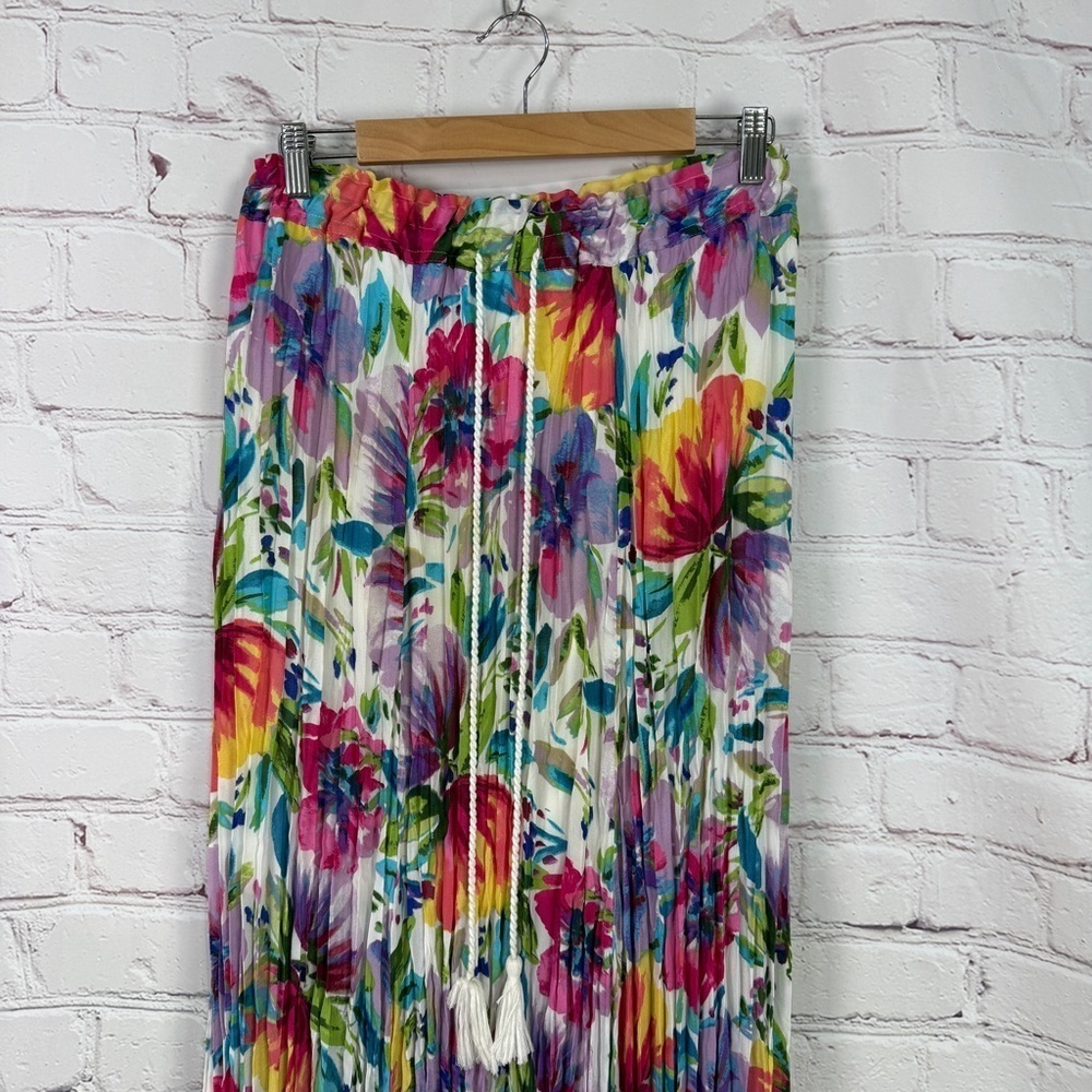 Spense multicolored Pleated Maxi Skirt flowy lightweight Resort Wear summer - Picture 3 of 9